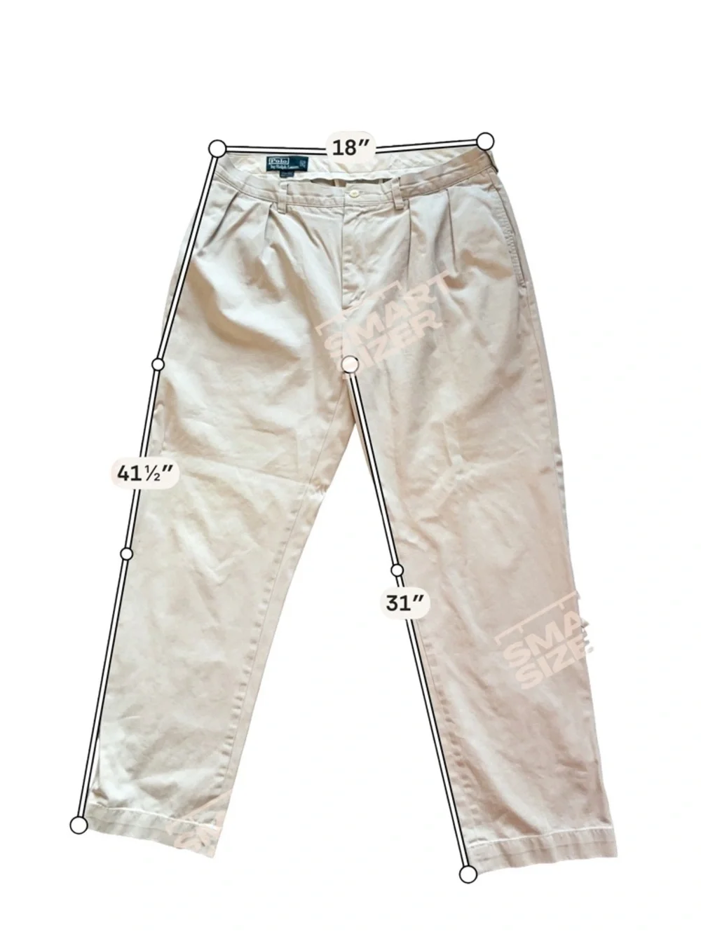 Polo Ralph Lauren Ethan Khaki Pants 36x31 Vintage Pleated Chinos
